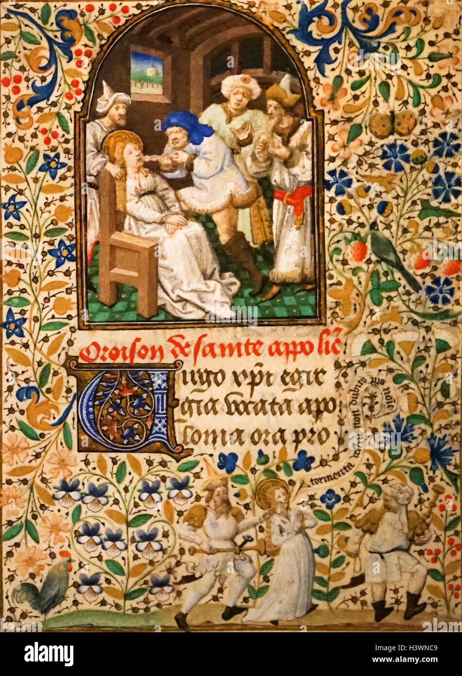 Leaf from a Book of Hours. Dated 15th Century Stock Photo
