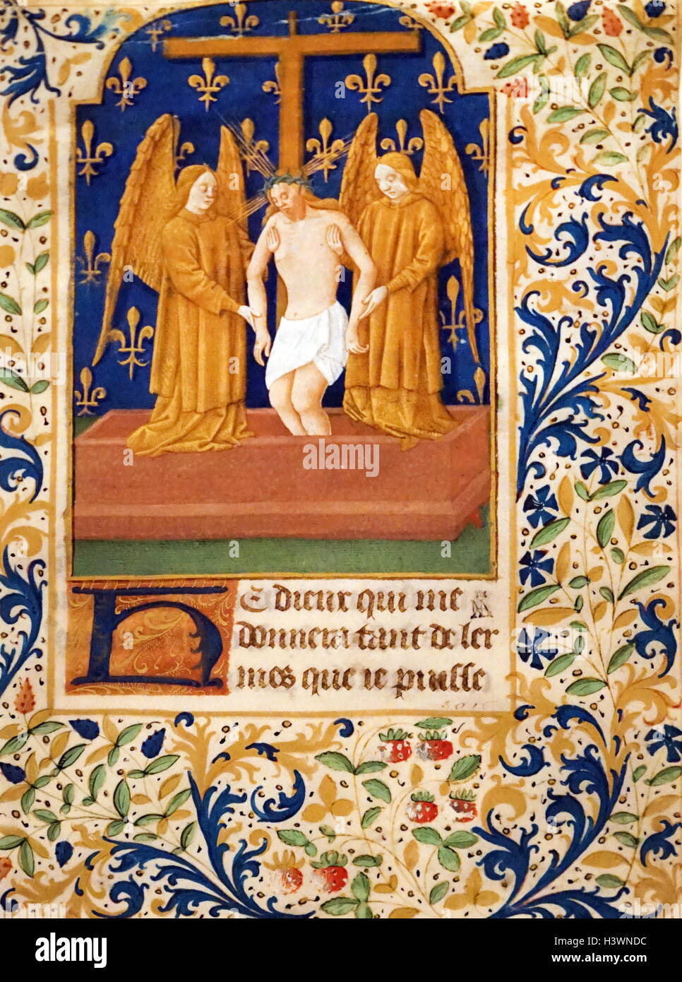 Leaf from a Book of Hours, 'Man of Sorrows'. Dated 15th Century Stock Photo