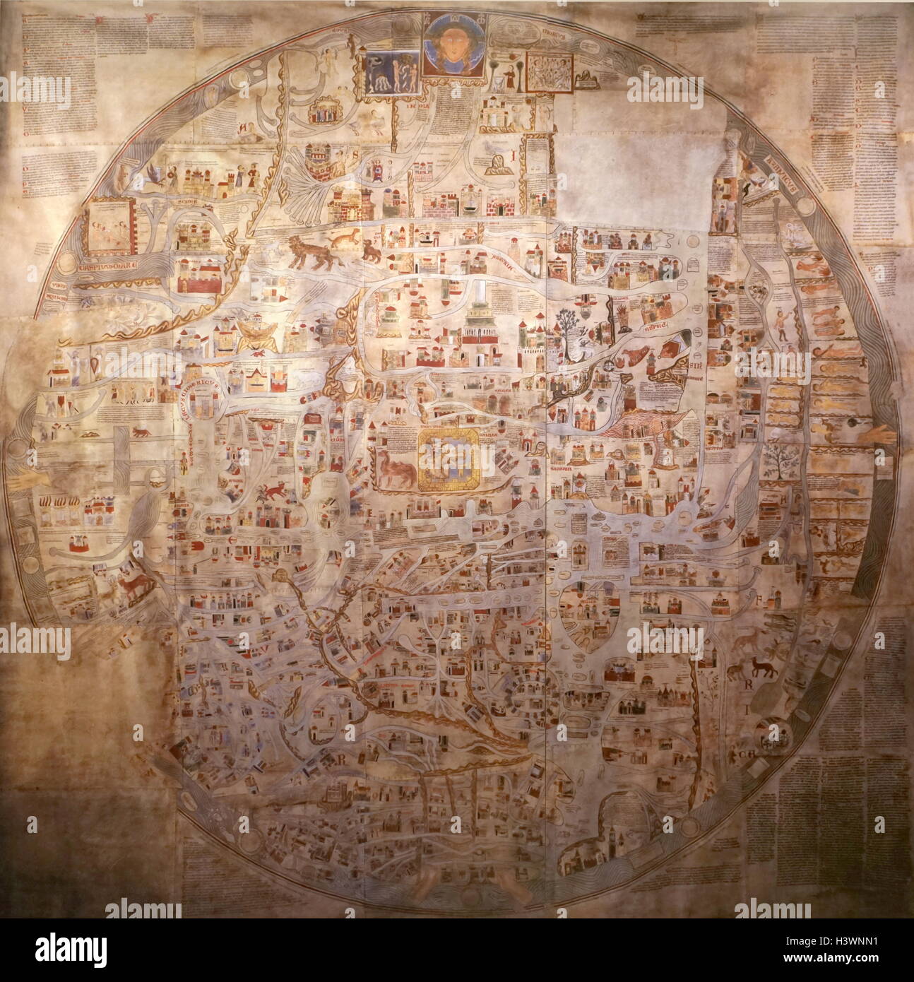 A detailed medieval map of the world as it was known. Dated 14th Century Stock Photo