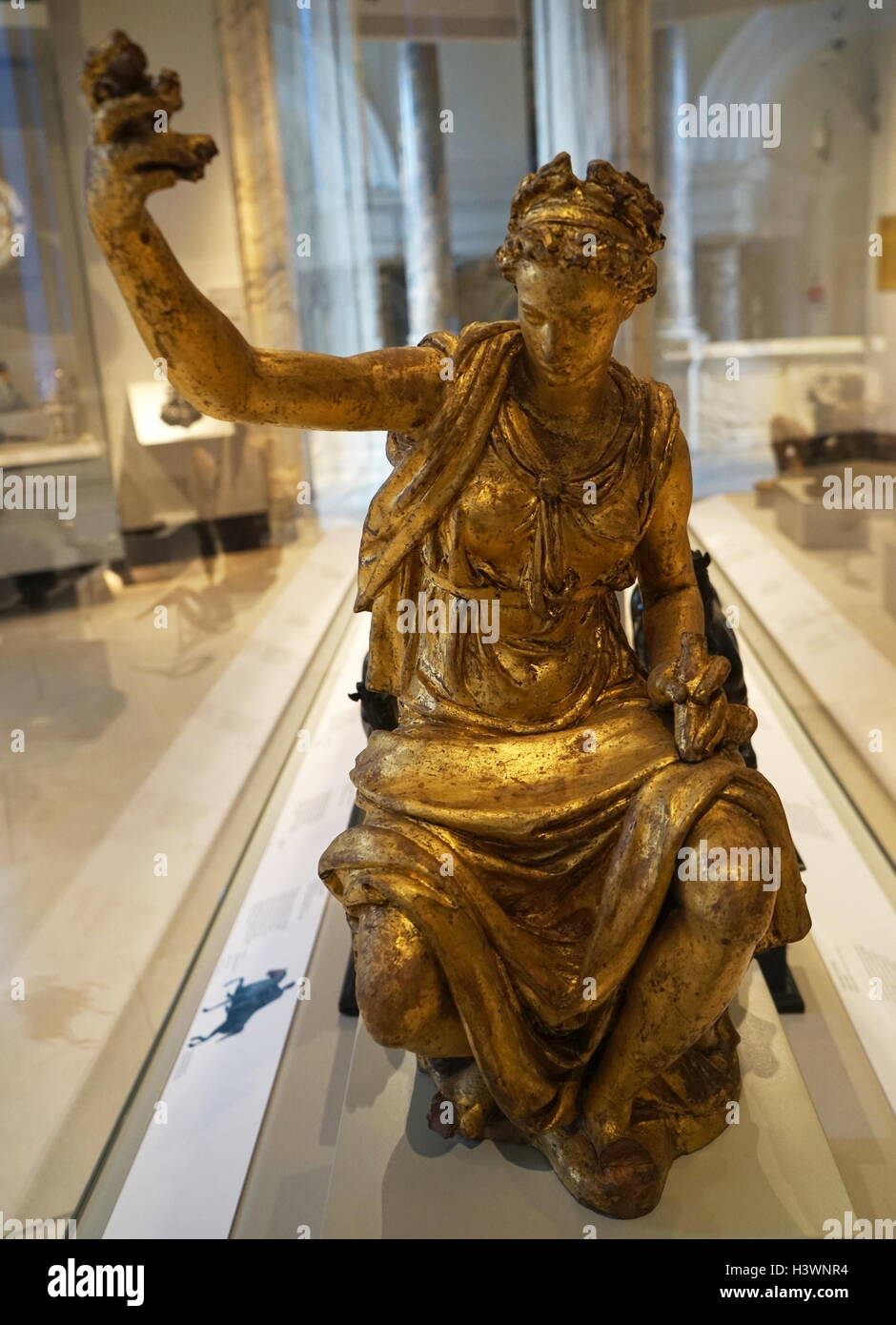 Gilded terracotta sculpture of Thetis by Giambologna (1529-1608) a Flemish sculptor, known for his marble and bronze statuary. Dated 16th Century Stock Photo