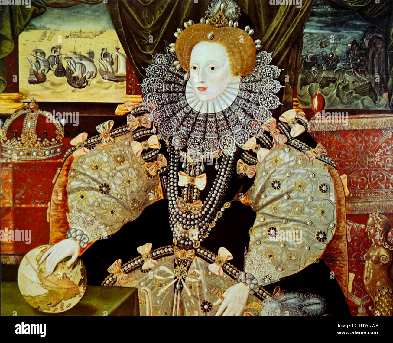 Armada Portrait by George Gower (1540-1596) an English portrait painter and Serjeant Painter to Queen Elizabeth I. Dated 16th Century Stock Photo
