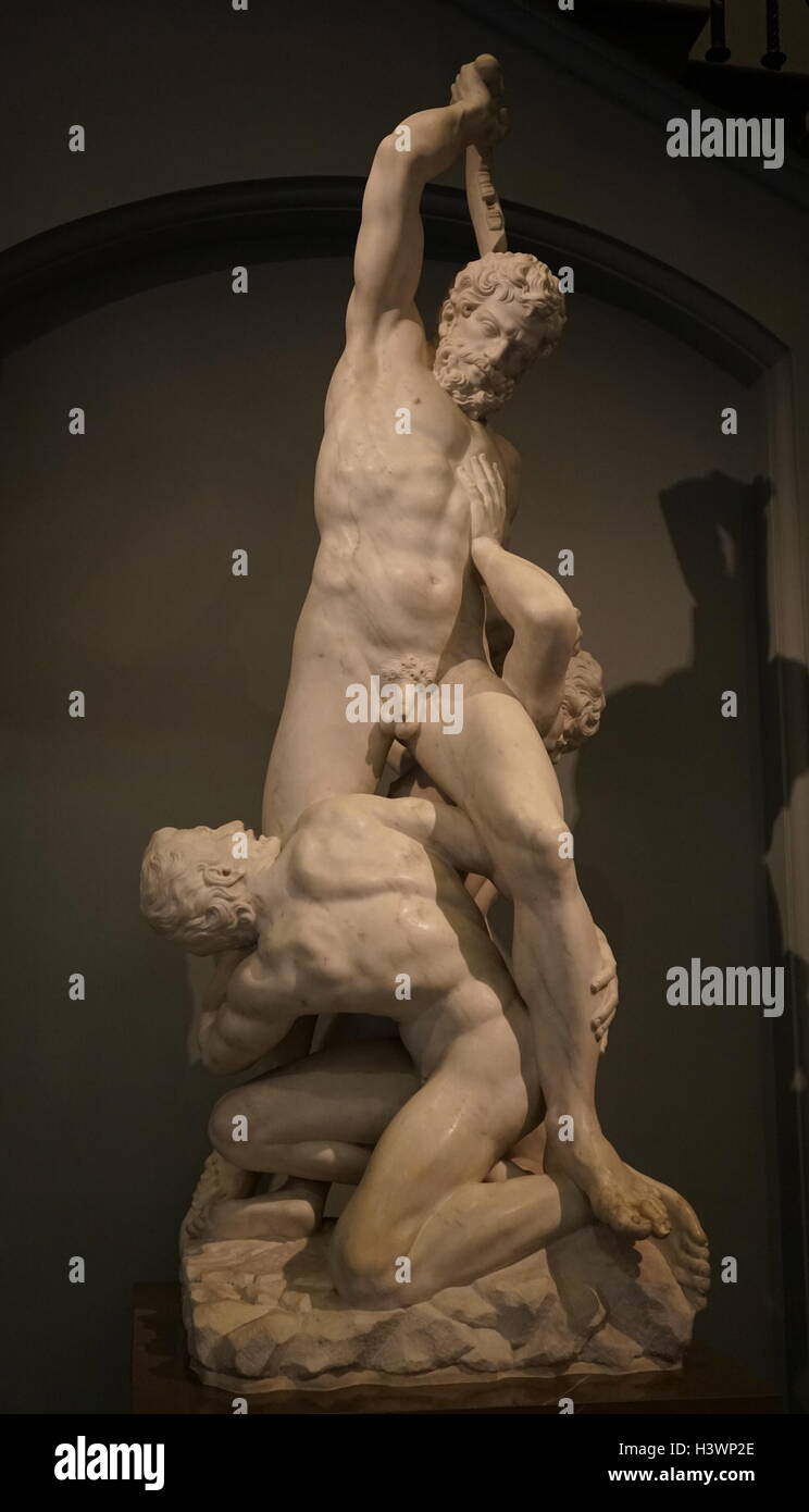 Sculpture titled 'Samson and the Philistines' by Vincenzo Foggini (1725-1755). Dated 18th Century Stock Photo
