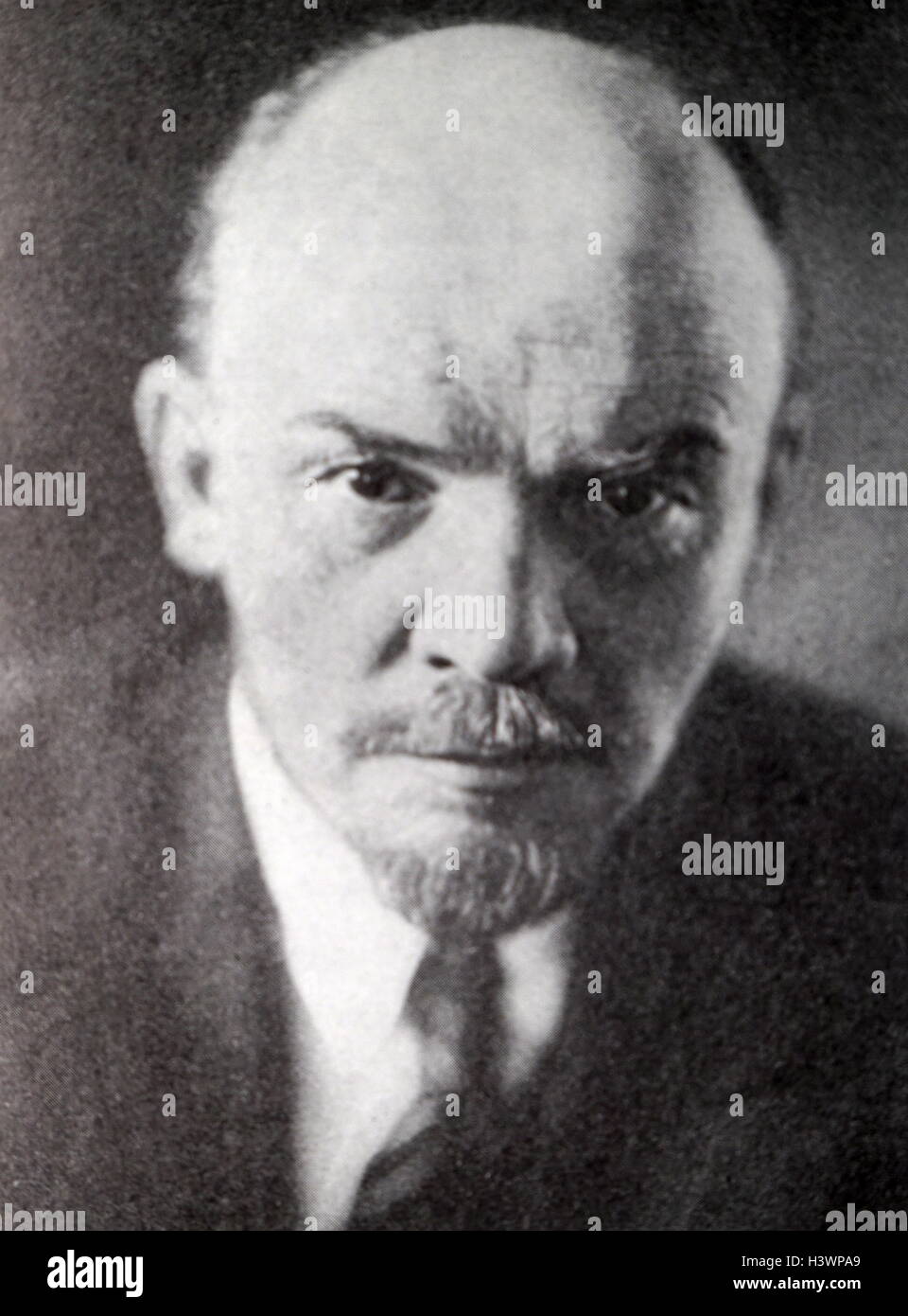 Photograph of Vladimir Lenin (1870-1924) a Russian communist revolutionary politician, political theorist, and head of the government of the Russian Republic, the Russian Soviet Federative Socialist Republic and the Soviet Union. Dated 20th Century Stock Photo