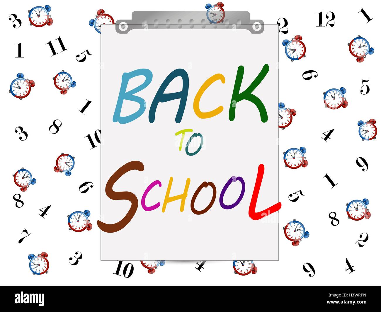 Back to school banner, sign, Alarm clock pattern, Study icon,vector Stock Vector