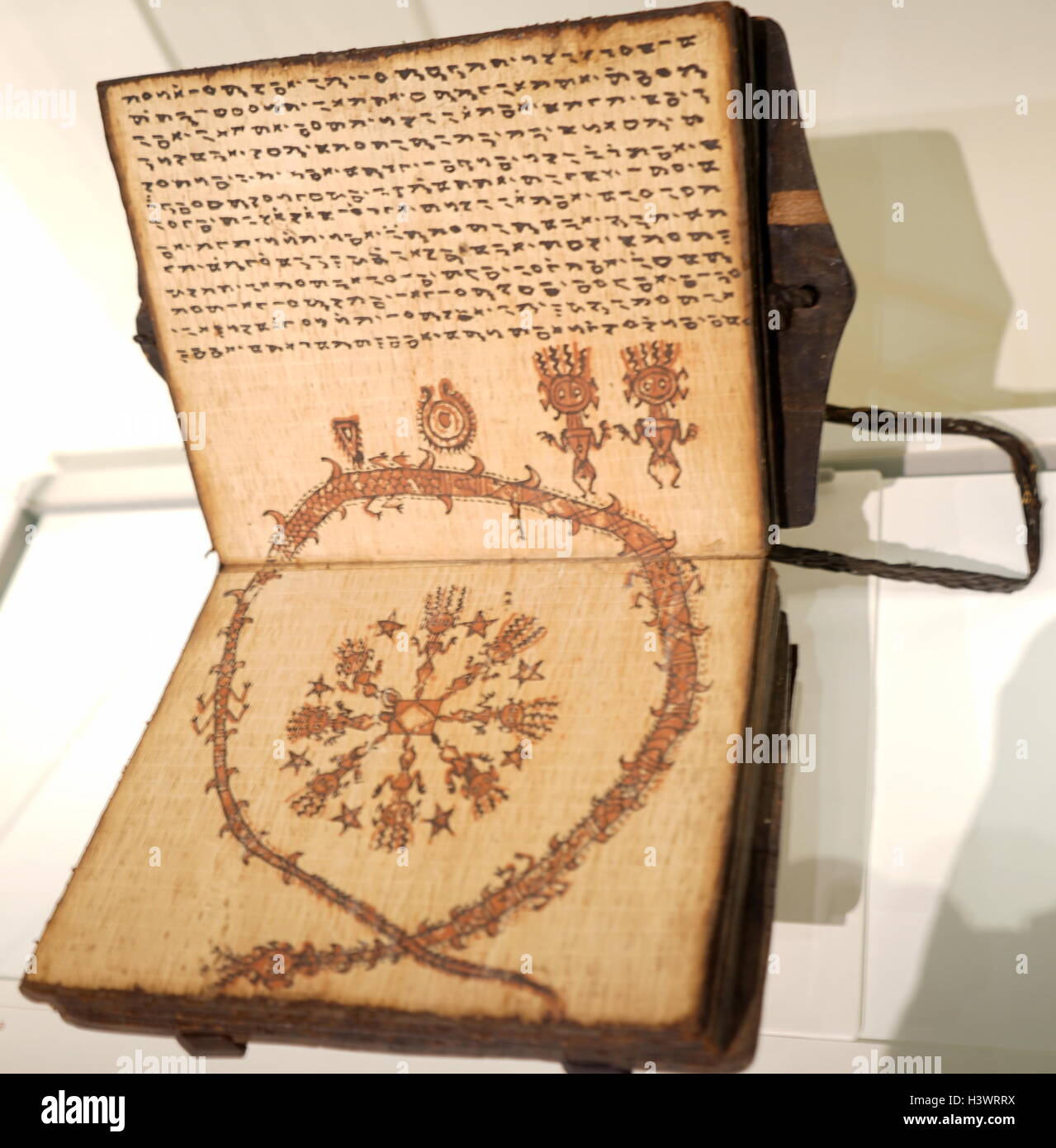 Pustaha Divination Book which would be used by a Datu (priest) during rituals. Dated 18th Century Stock Photo