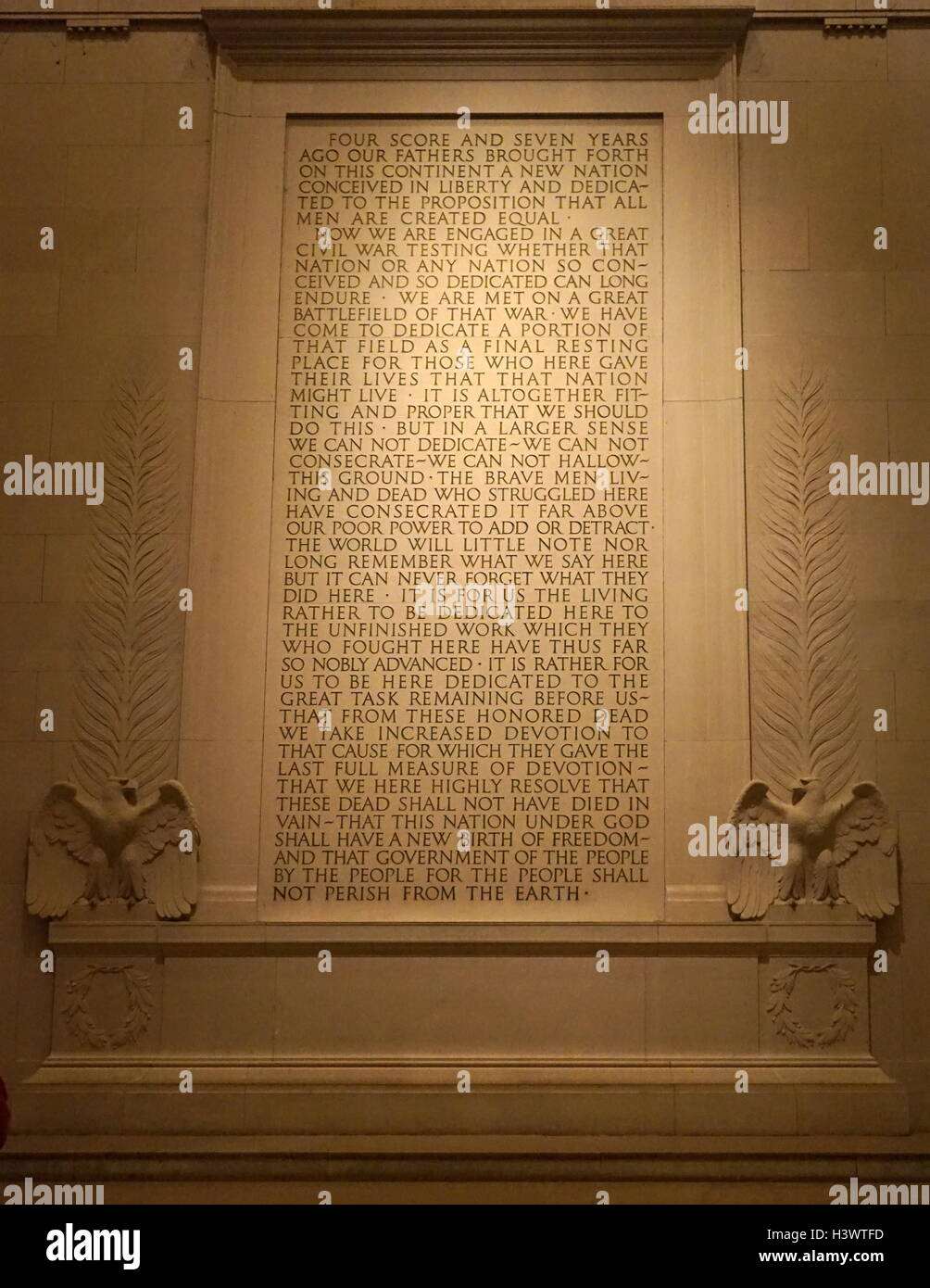 Abraham Lincoln's Gettysburg Address inscribed on a wall of the Lincoln