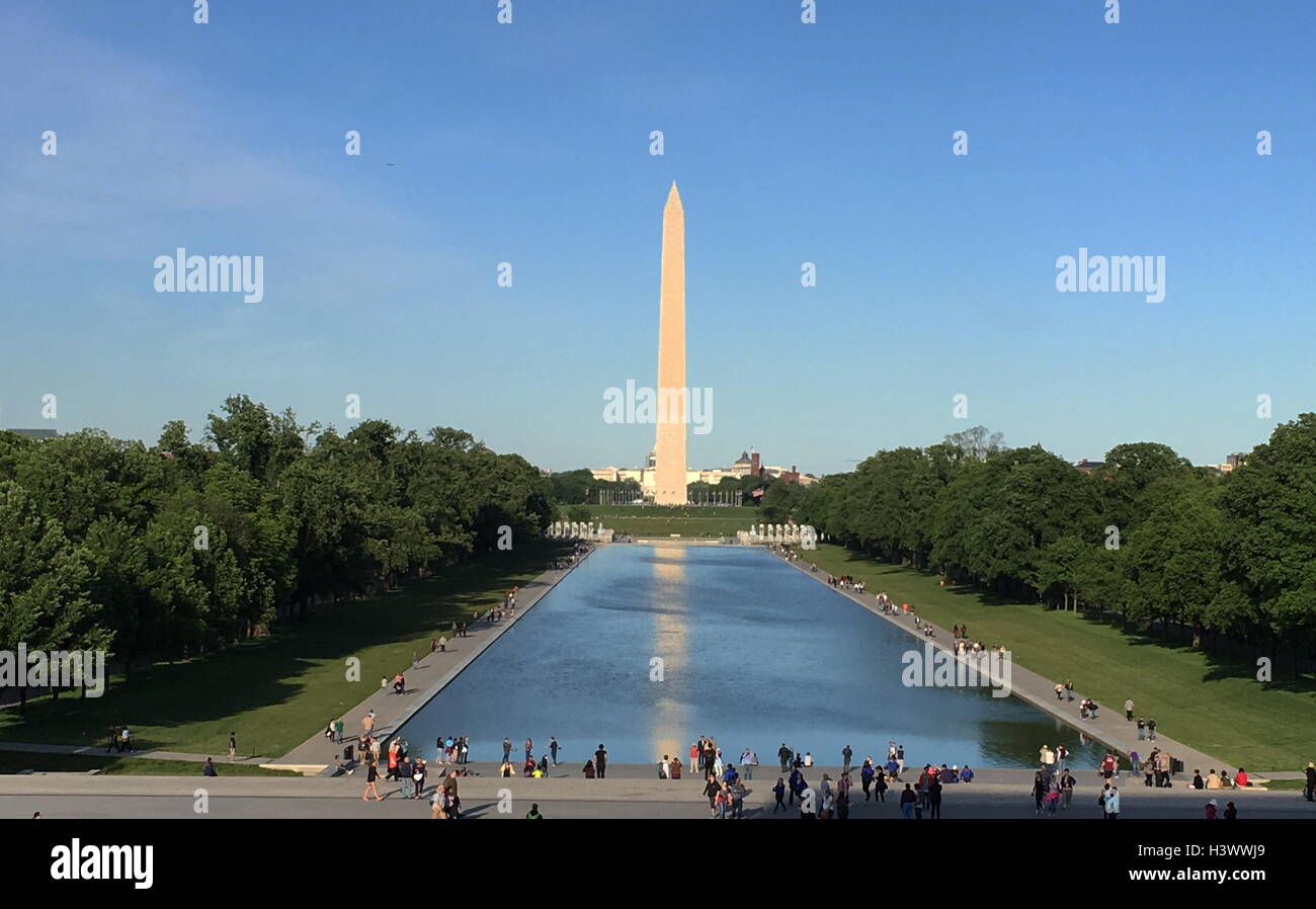 The Washington Monument, an obelisk on the National Mall in Washington D.C. to commemorate President George Washington. Dated 21st Century Stock Photo