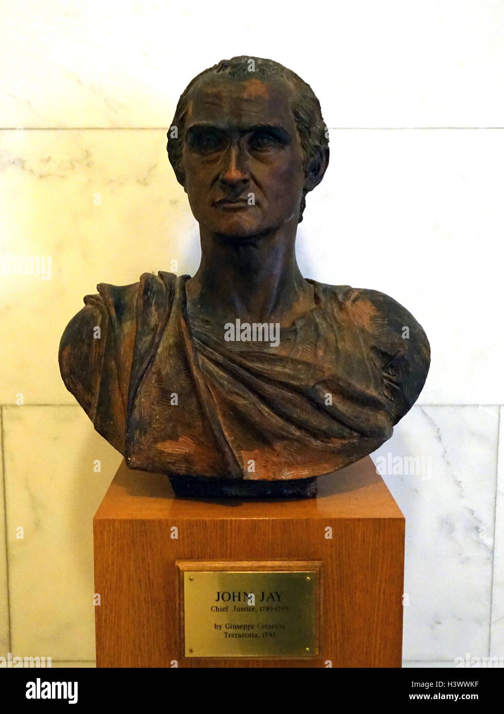 Bust of John Jay (1745-1829) an American statesman, patriot, diplomat, one of the founding fathers and the first Chief Justice of the United States of America. Dated 18th Century Stock Photo