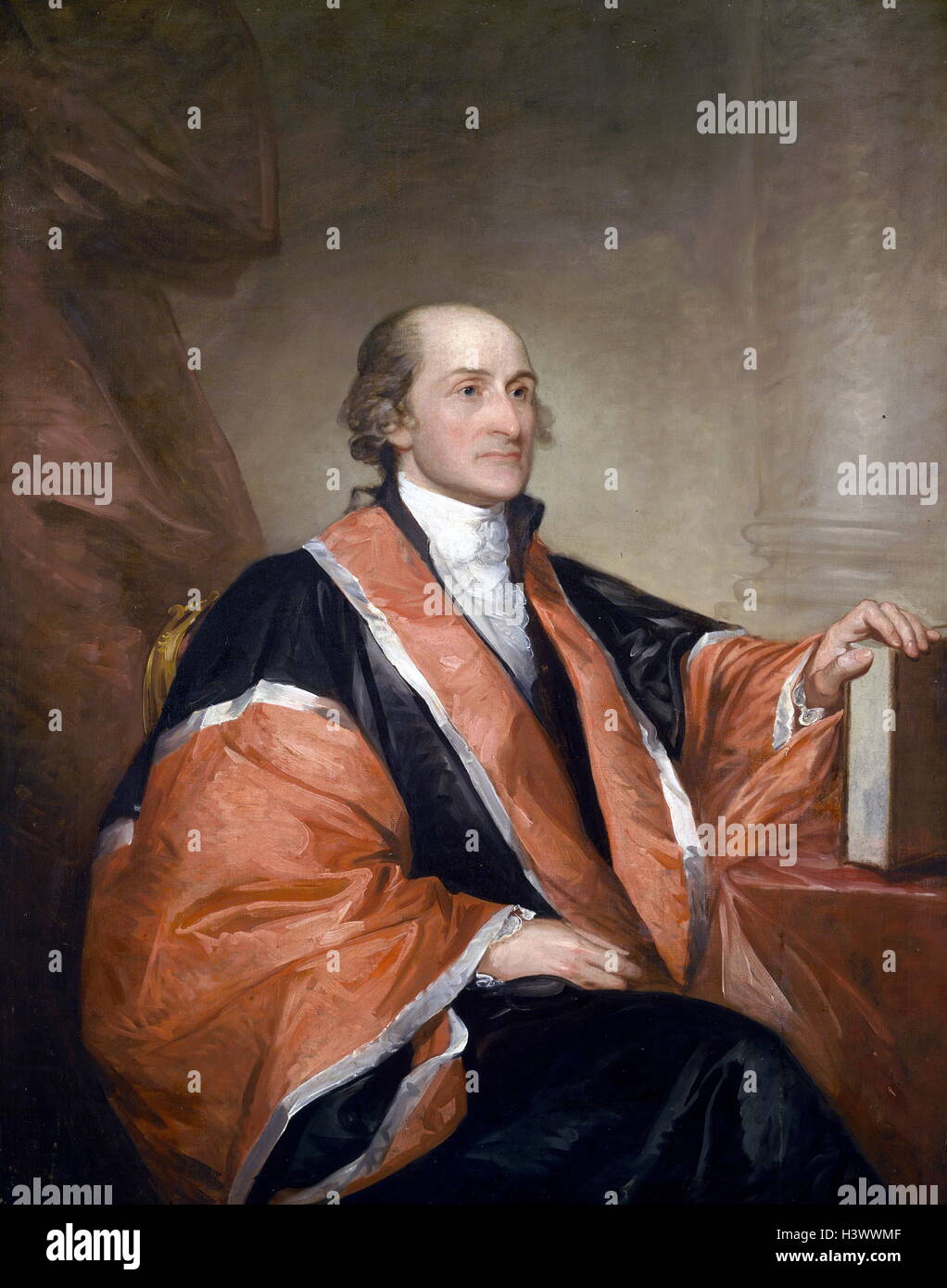 Portrait of John Jay (1745-1829) an American statesman, patriot, diplomat, one of the founding fathers and the first Chief Justice of the United States of America. Painted by Gilbert Stuart (1755-1828) an American painter. Dated 18th Century Stock Photo