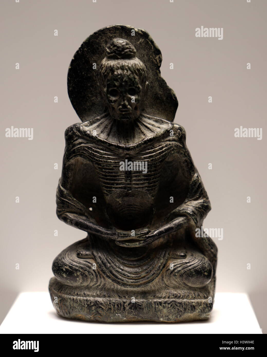 Stone statue of the Fasting Buddha, Shakyamuni, from Afghanistan. Dated