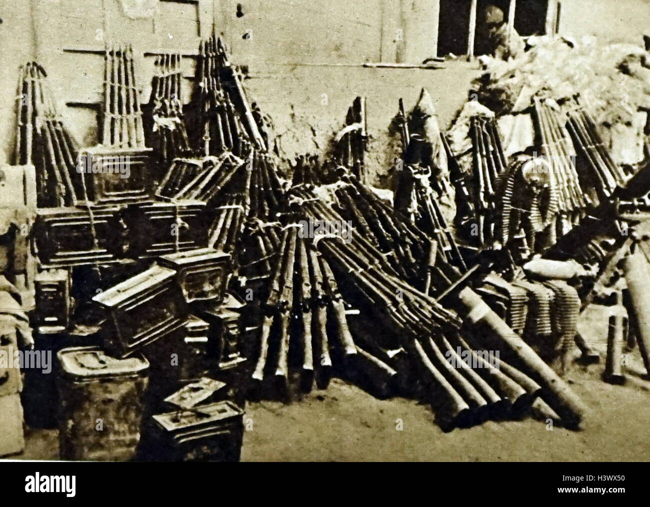 Photograph of ammunition of Communist Chinese troops. Dated 20th Century Stock Photo