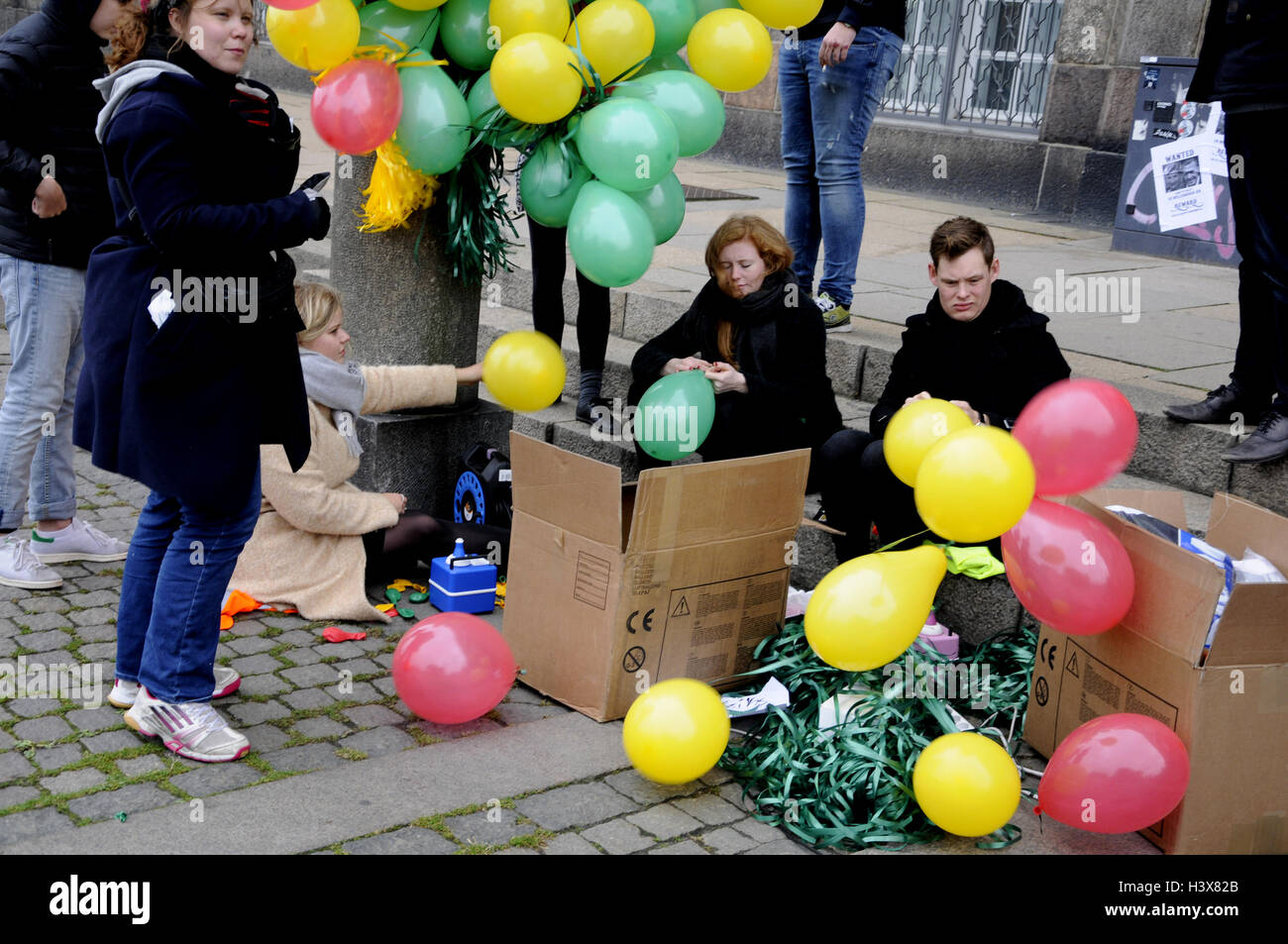 Copenhagen, Denmark. 13th Oct, 2016. Student protest rally preparations in in Copenhagen. Credit:  Francis Joseph Dean/Deanpictures/Alamy Live News Stock Photo