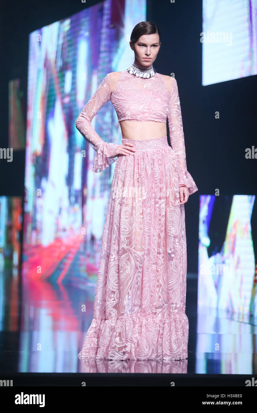 Zagreb, Croatia. 12th October, 2016. Fashion model wearing clothes for