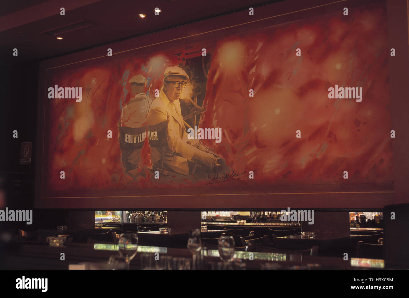 Germany, Berlin, Billy wilder it bar, counter, wall, painting, Europe, capital, Potsdam space, bar, bar, defensive wall, selfportrait, scriptwriter, director, director, product photography, gastronomy Stock Photo