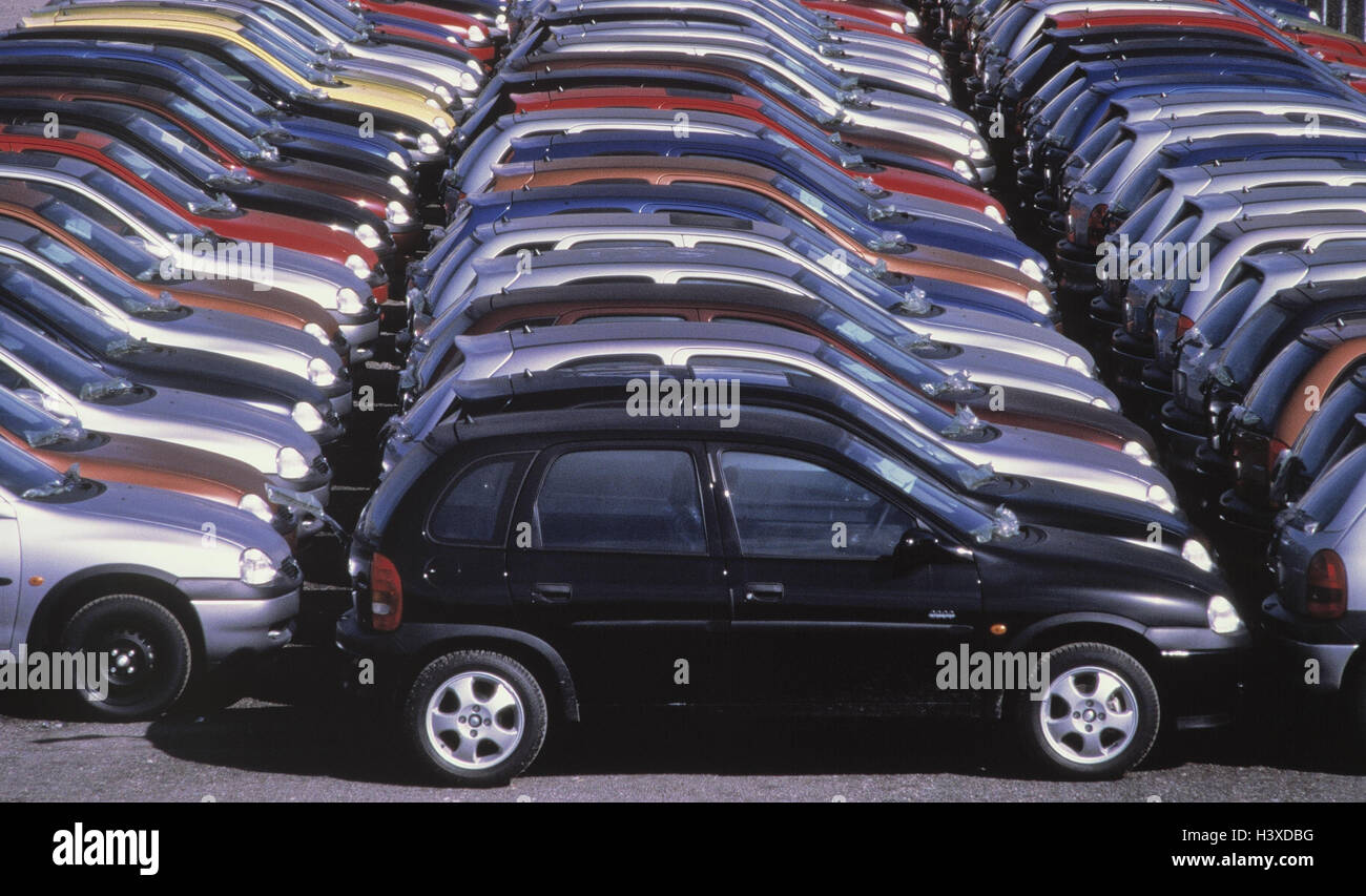 Automobile industry, new carriage, passenger car, parking lot