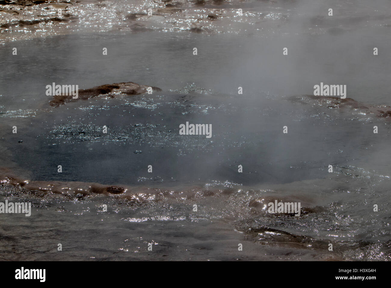 water bubbling after eruption strokkur geyser eruption phases geysir Iceland Stock Photo