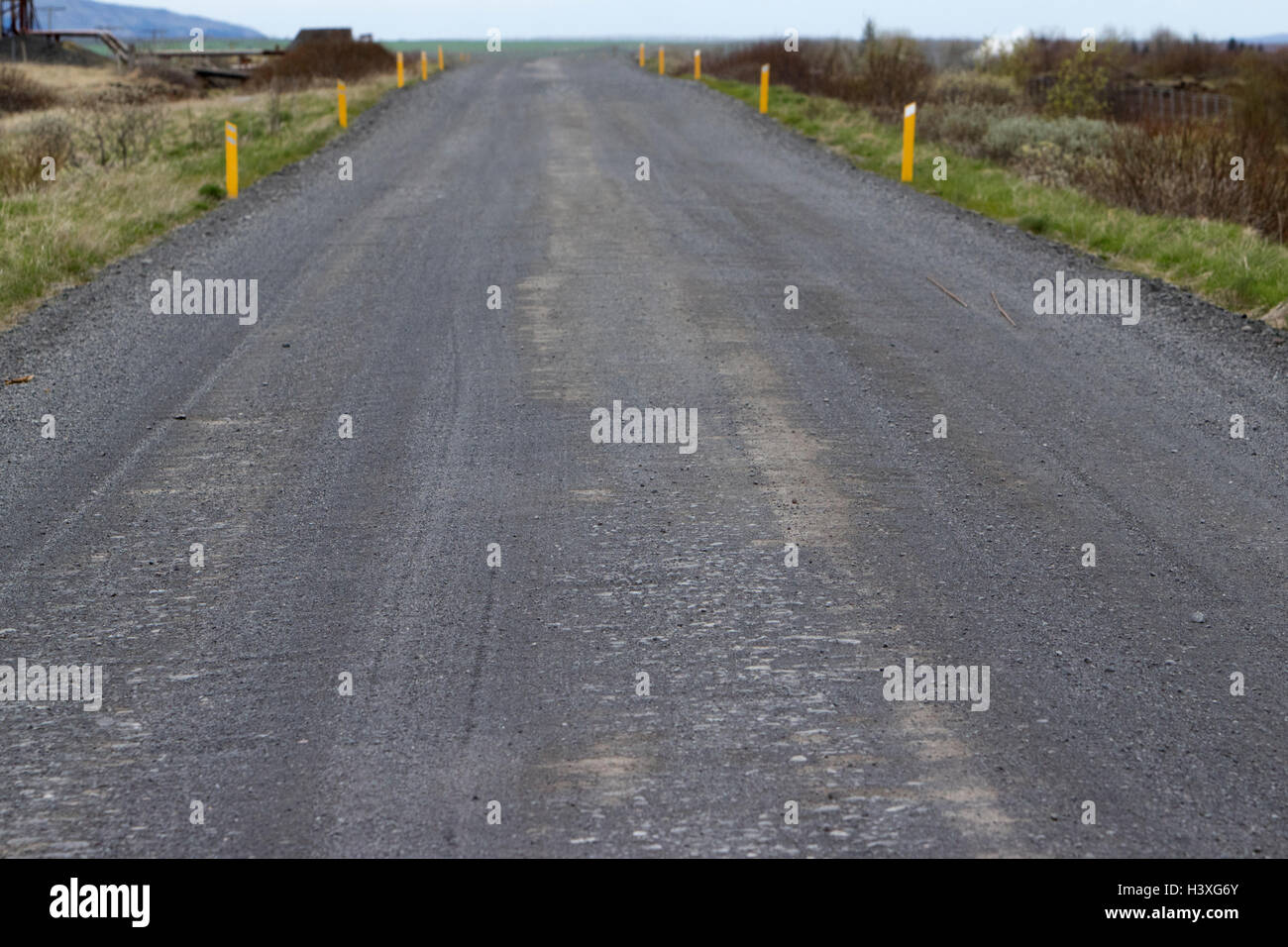 worn rural gravel road in Iceland Stock Photo