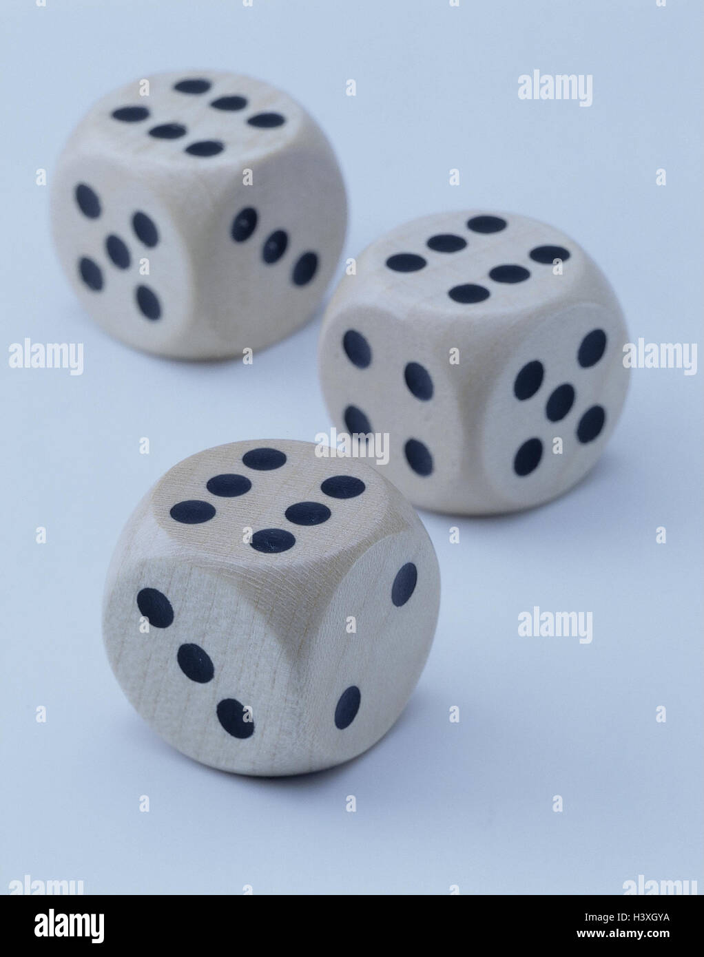 Cubes, three, Pasch, craps, throw dice, game chance, craps, profit, success, decision, Sechser Pasch, Sechsen, game cube, game, luck, chance, product photography, Still life, studio Stock Photo