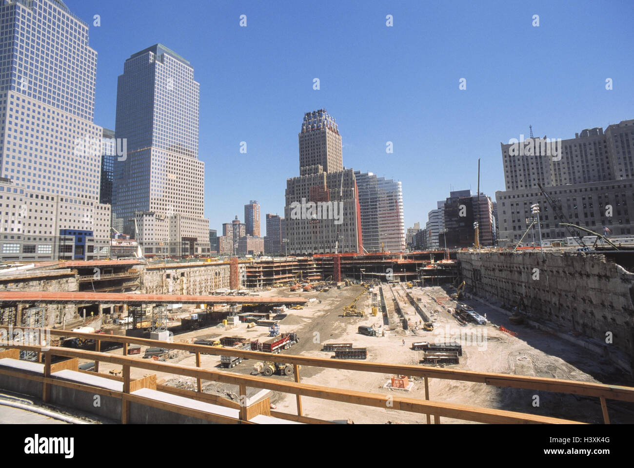 The USA, New York city, Manhattan, World Trade centre, Ground Zero, America, the United States, town view, high rises, men at work, WTC, after the 11th September, 2001, terrorist attack, clearing works, reconstruction Stock Photo