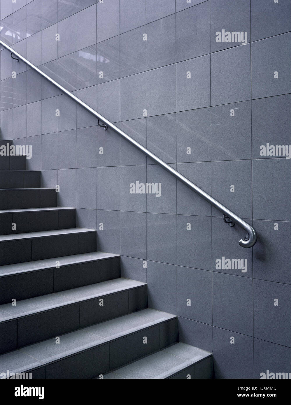 Stairs, tiled, tile wall, handrail, stairs rising, steps, stairs, tiles