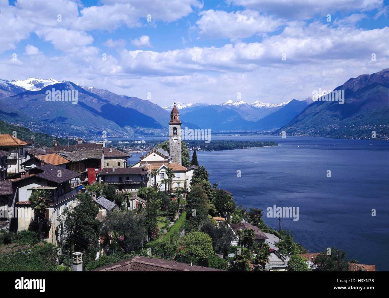 Switzerland Ticino Ronco Lago Maggiore Local View Summer Close Stock Photo Alamy