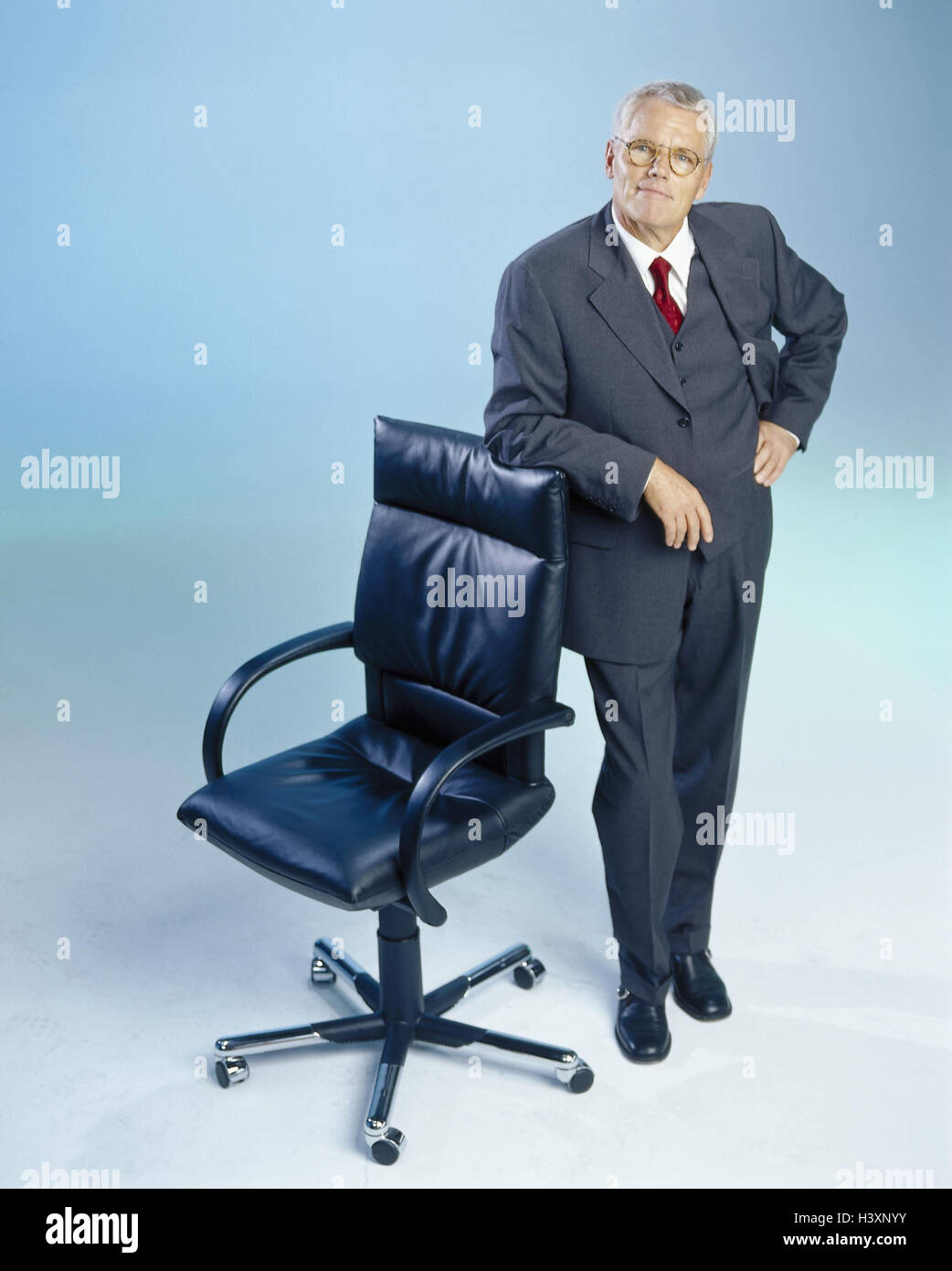 Businessman, leather ball armchair, lean, business, manager, man