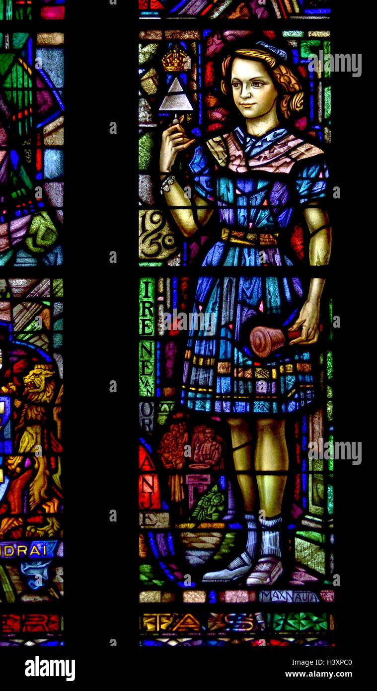 London, England, UK. Dutch Church, Austin Friars (Nederlandse Kerk Londen) Stained glass window: Princess Irene of Orange..... Stock Photo