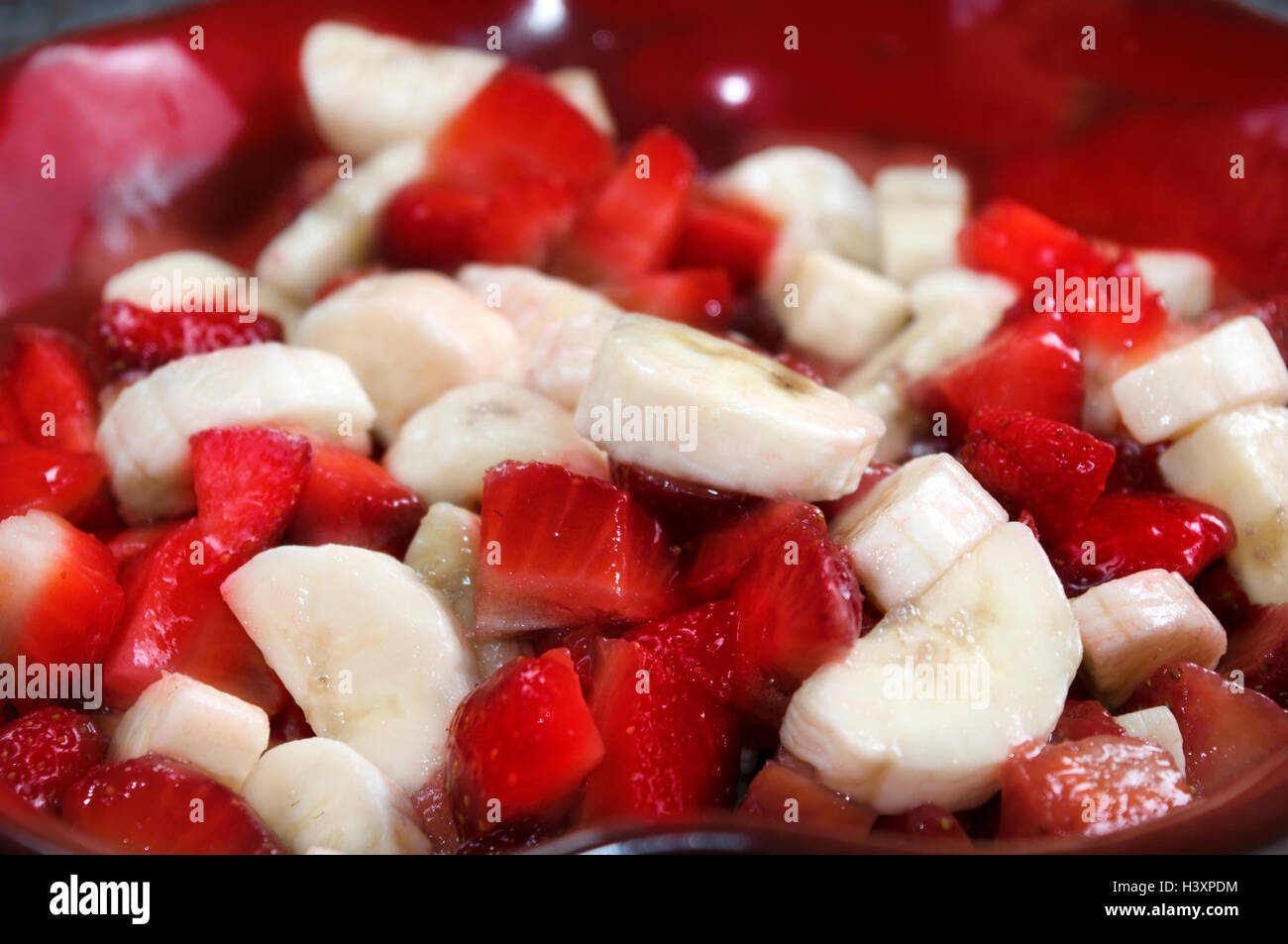 salad of strawberries and ripe banana Stock Photo