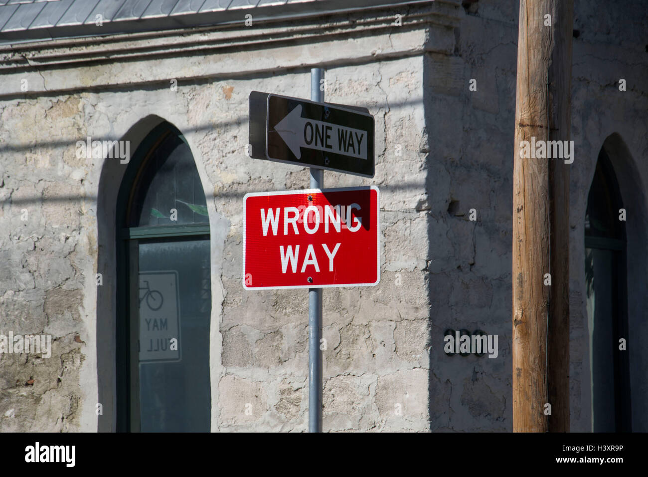 Wrong way traffic sign stock photo alamy