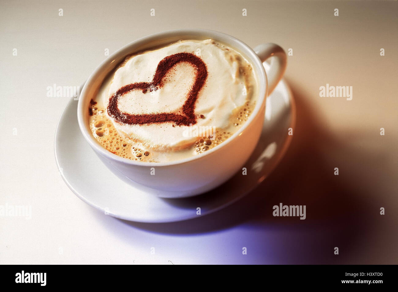 Cup, cappuccino, froth, heart coffee, coffee drink, in Italian, drink, alcohol-free Stock Photo