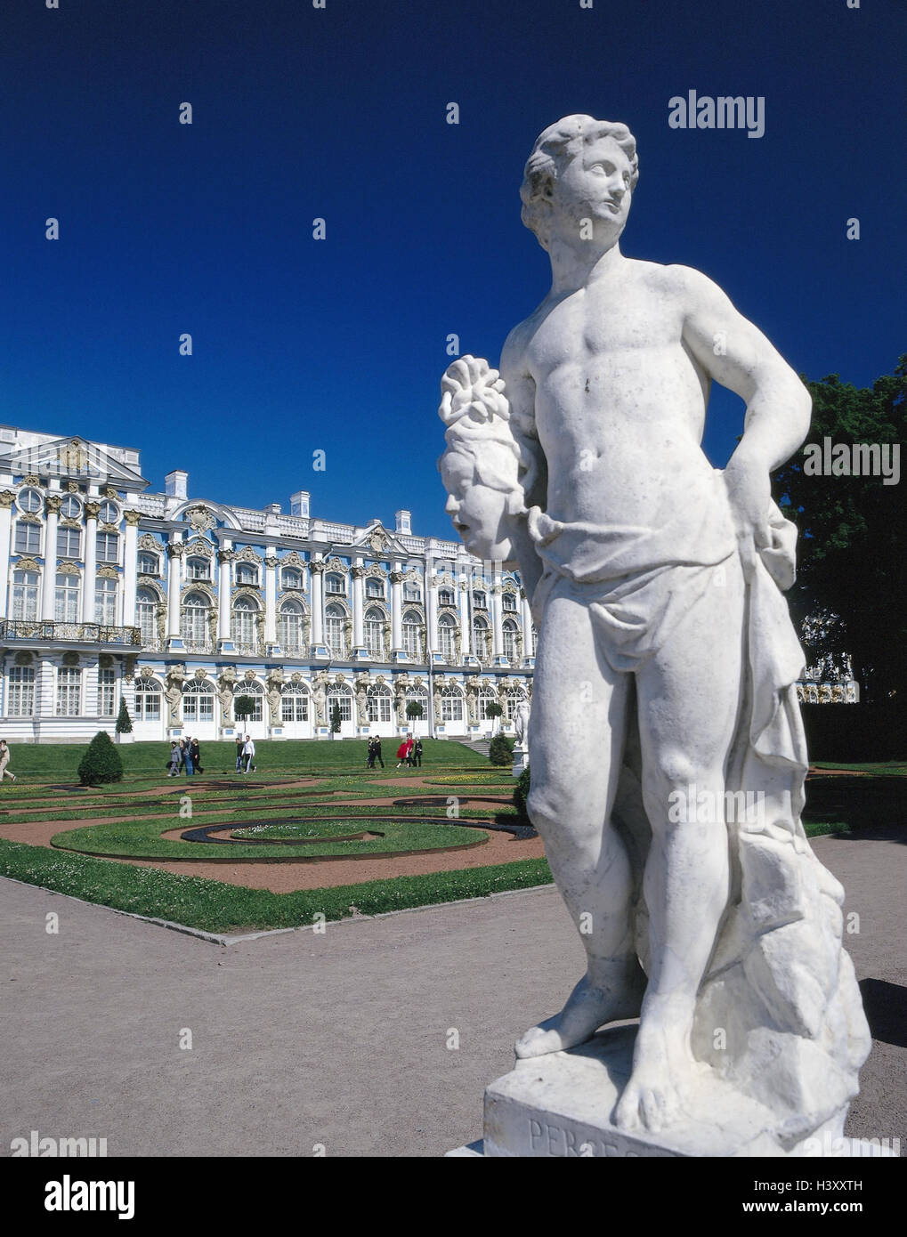 Russia, czar's bunk Selo, Katharinenpalast, park, statue, visitor, Europe, town, baroque construction, Katharinen palace, Katharinen palace, place of interest, places interest, park, Pushkin Stock Photo