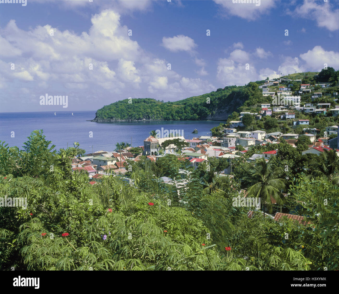 The Caribbean, the small Antilles, Saint Lucia, Anse la Raye, local view, Central America, island state, British Winward islands, West-Indian islands, islands about the wind, island, Saint Lucia, coast, sea, bay, fishing village, place, village, local vie Stock Photo