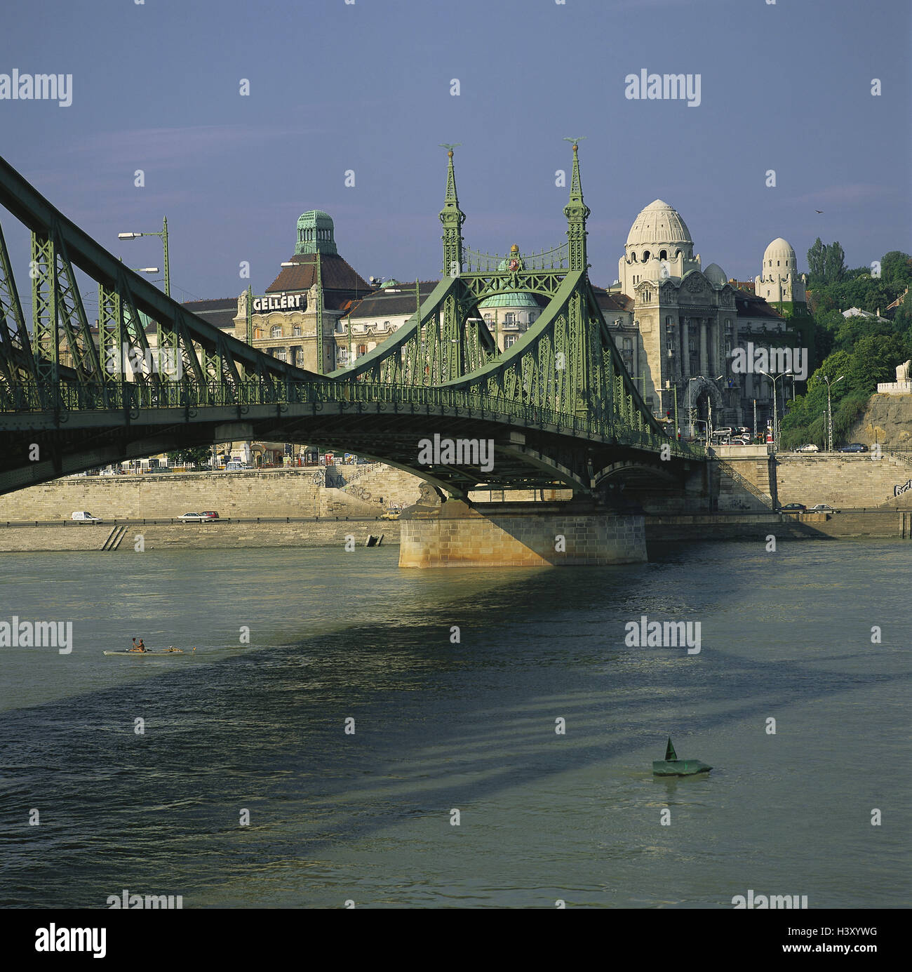 Hungary, Budapest, town view, freedom bridge, detail, Europe, capital, view, river, the Danube, bridge, structure, construction, connection, place of interest, outside Stock Photo