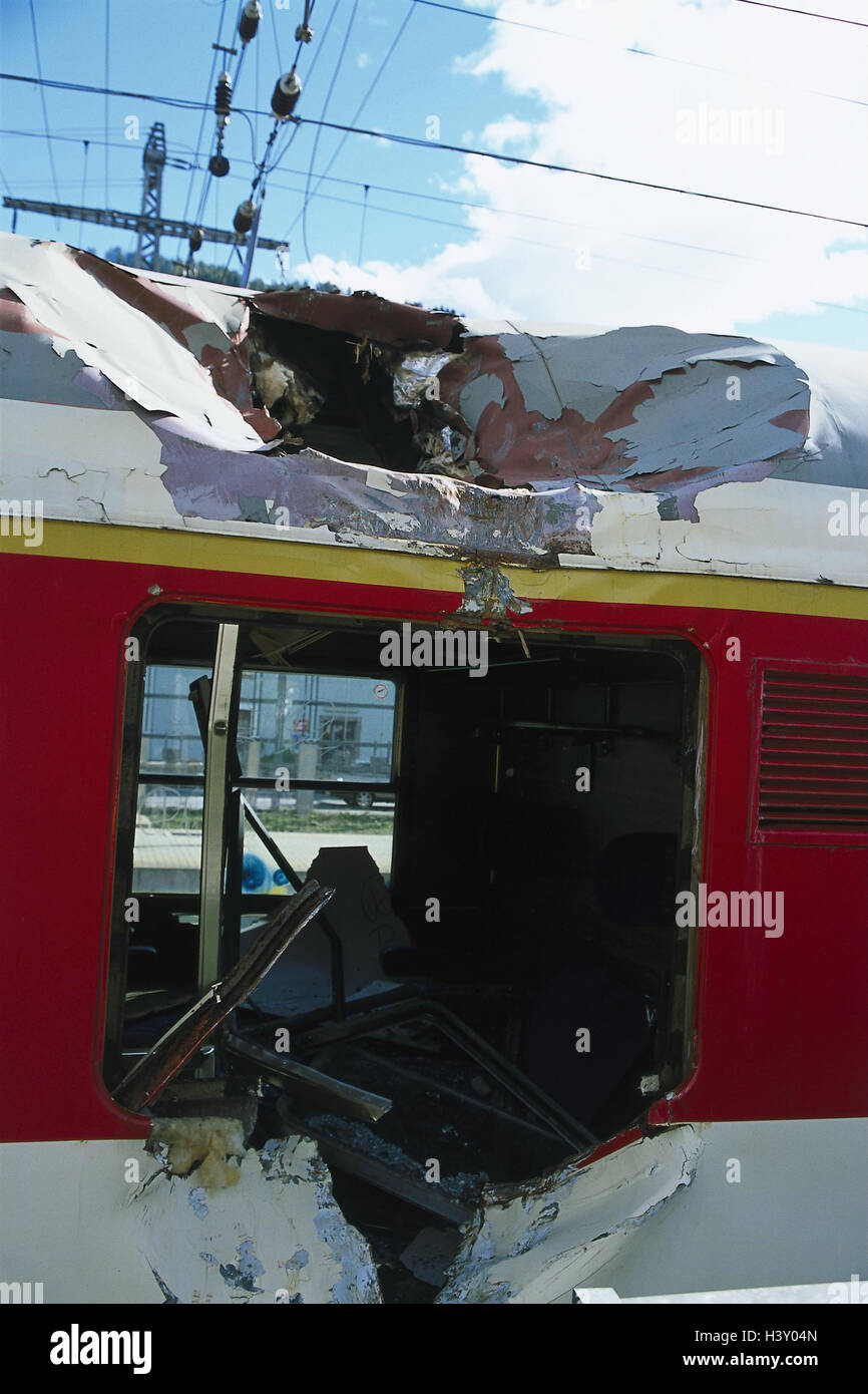 Train Fall Improper Loading Railway, carriage, broken, rockfall Austria, Tyrol, Matrei in the ...