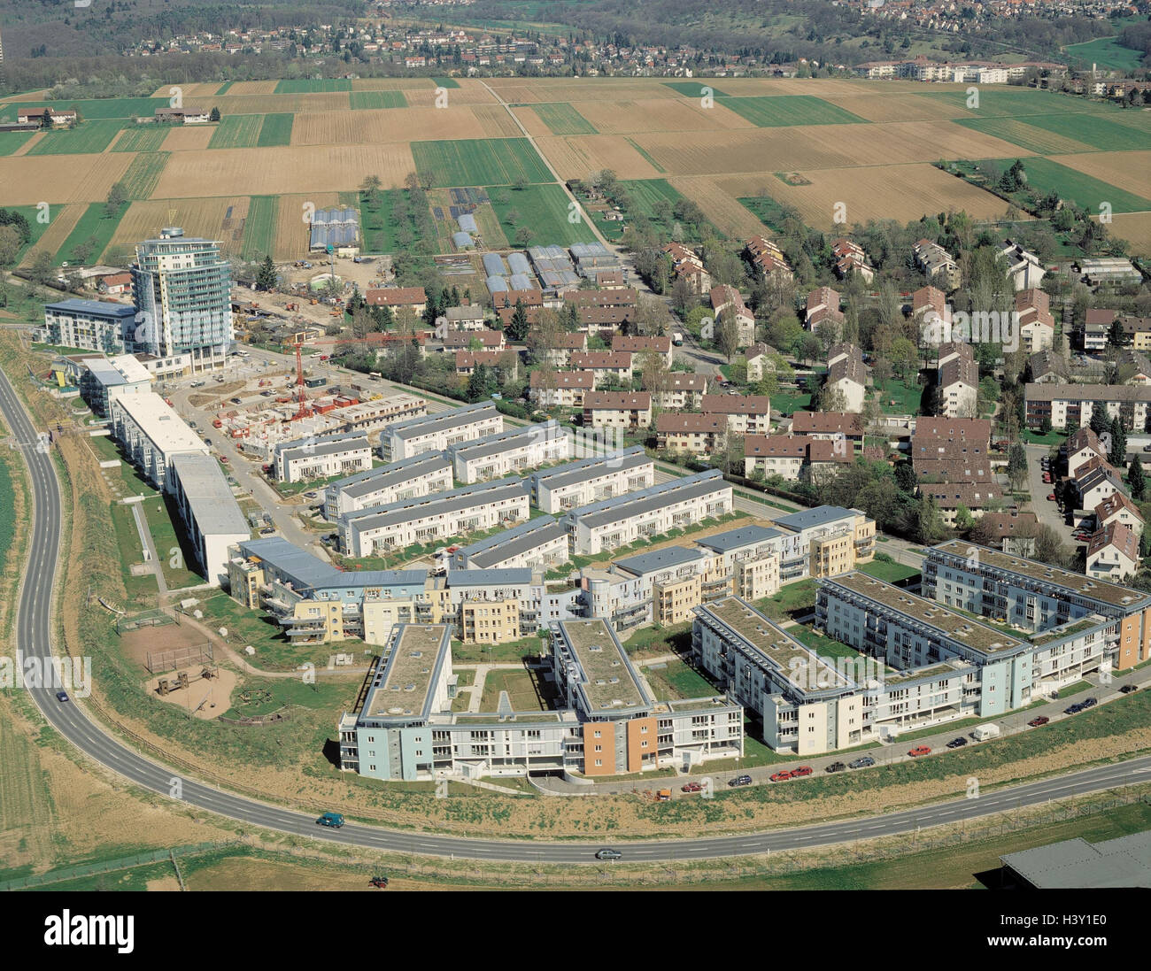 Germany, Stuttgart, Plieningen, avenue field, housing development