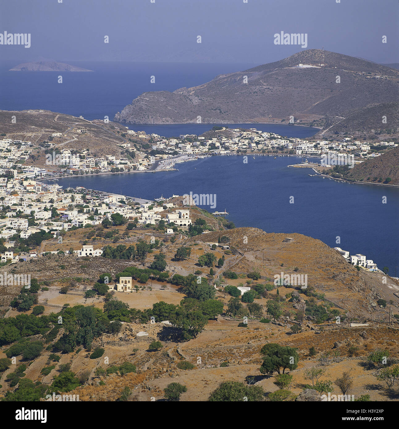 Greece, Patmos, scale, local overview, bay, Dodekanes, Greek islands, island, local view, the Aegean Sea, Aegean sea, sea, the Mediterranean Sea Stock Photo