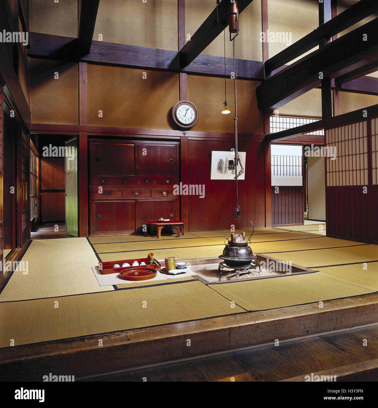 Japan, Takayama, businessman's house, "Kusakabemingeikan", inside
