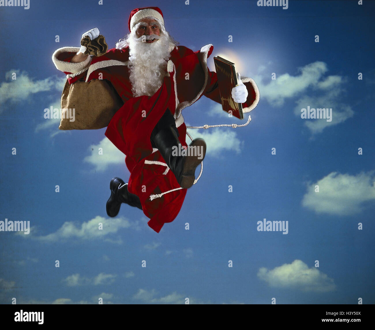 Cloudy skies, Santa Claus, caper, outside, man, lining, Nicholas, Santa ...