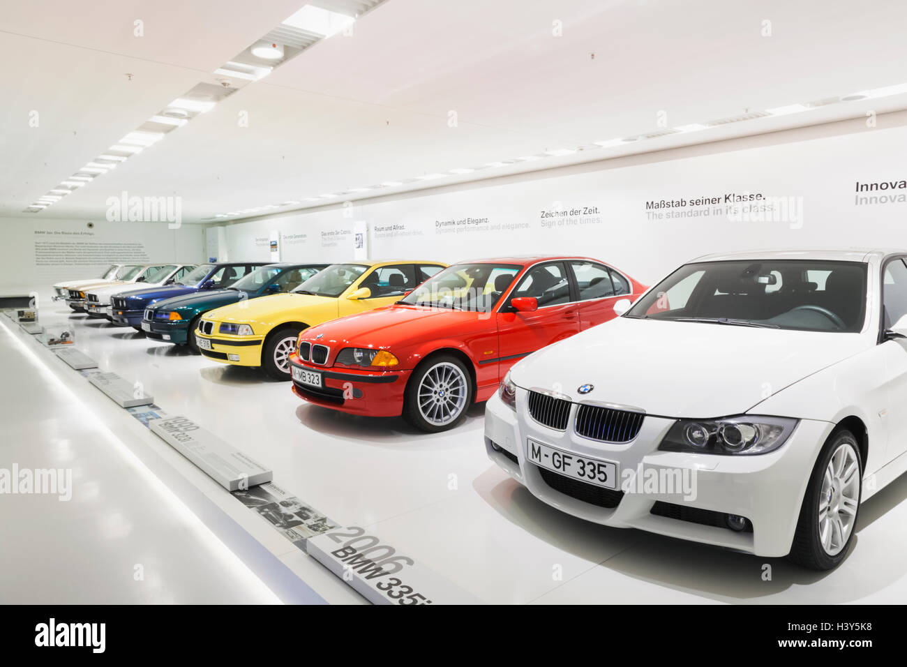 Germany, Bavaria, Munich, BMW Museum, Display of Historic BMW Vehicles Stock Photo