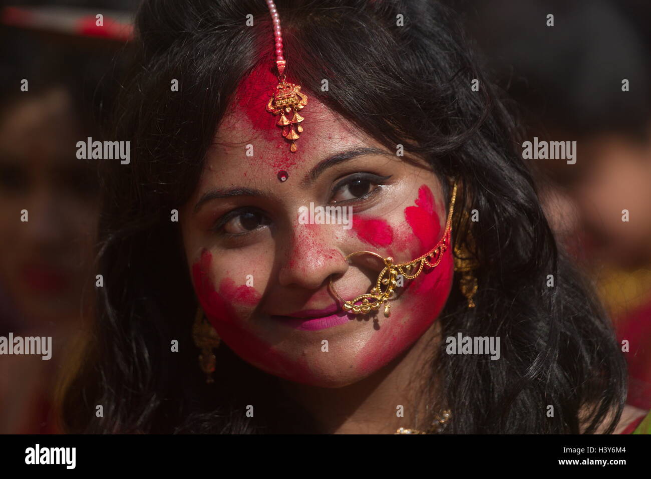 Sindur Khela On Last Day Of Durga Puja Bijoya Dasham Stock Photo