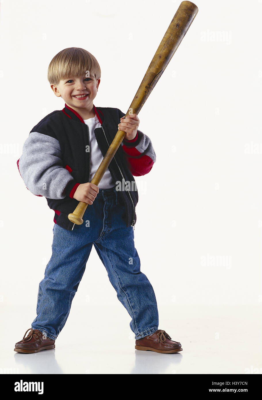 small boy, baseball bat, studio mb 62 A4 Stock Photo Alamy
