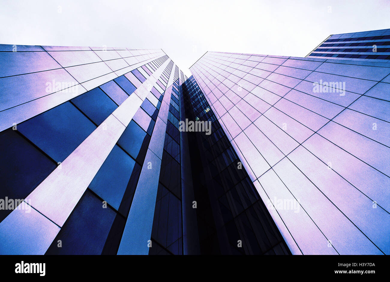 High-rise office block, detail, glass front, from below, high-rise ...