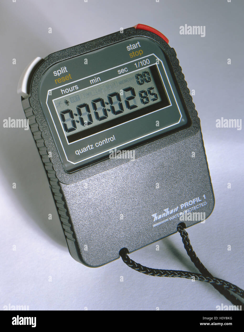 Stopwatch, digitally clock, time measurement, short-term measuring instrument, duration, time, measurement, duration, measure, LCD display, accuracy, speed, LCD, product photography, Still life, studio Stock Photo