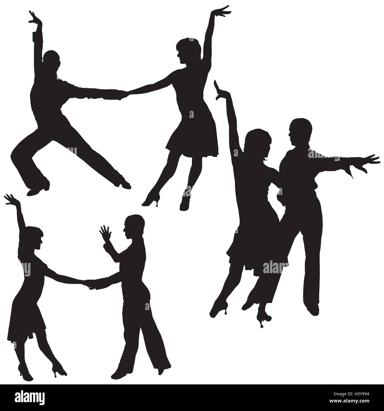 Latino Dancers Silhouettes Stock Vector