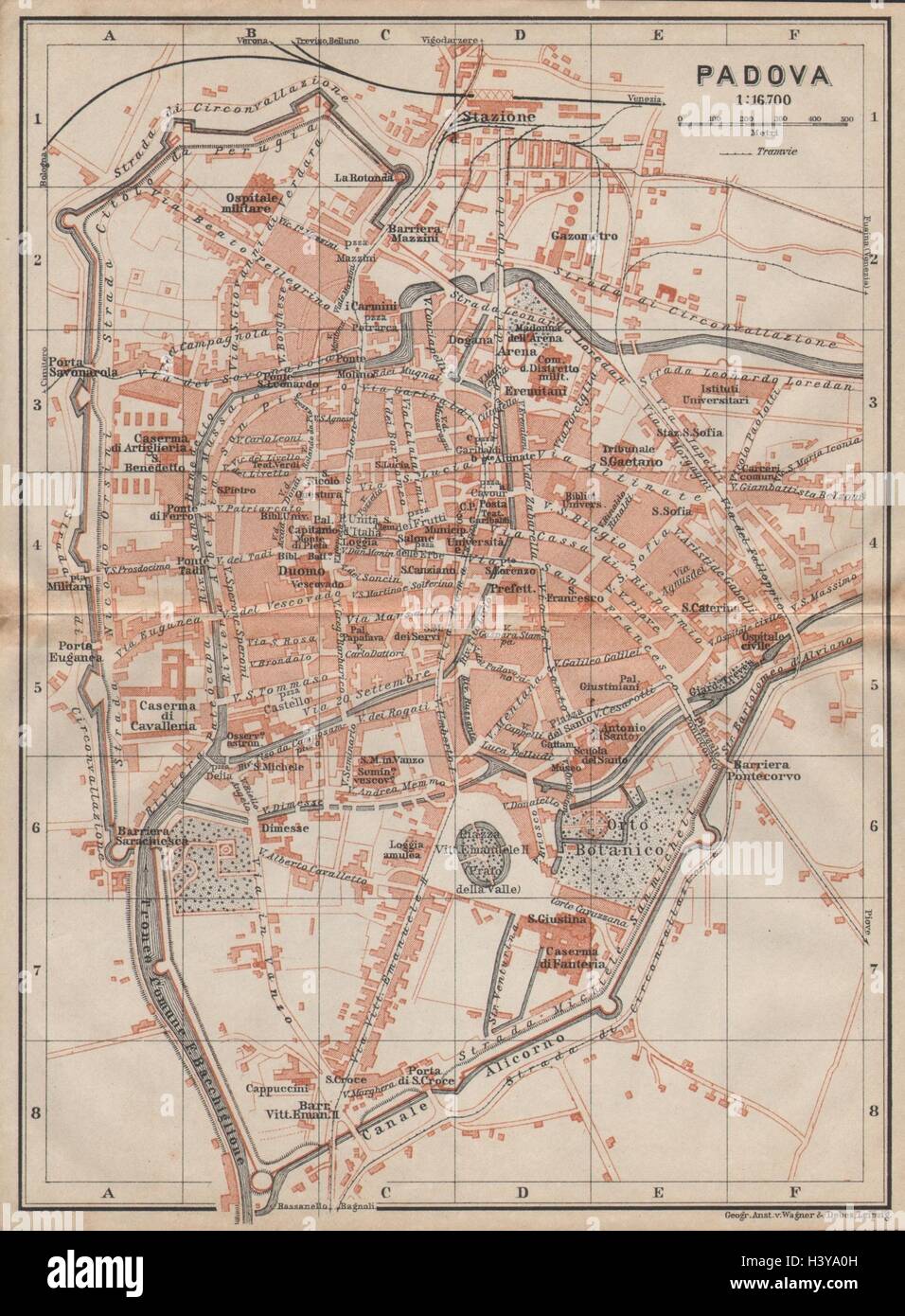 PADOVA PADUA antique town city plan piano urbanistico. Italy mappa 1906