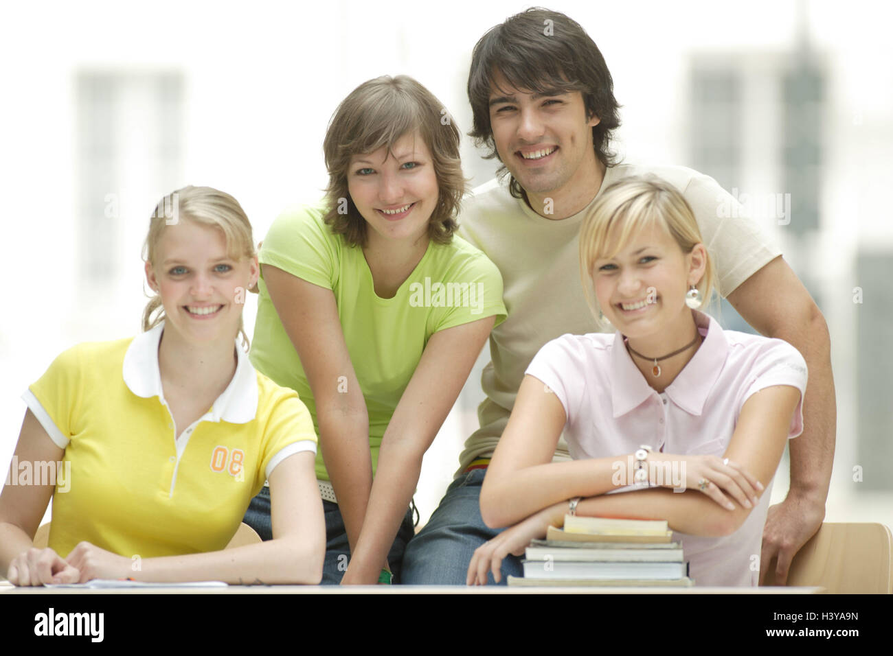 schoolchildren, learning, happy, school documents, together, group picture Stock Photo