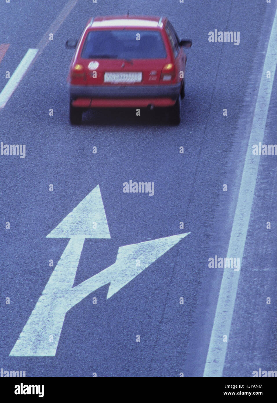 Highway, selection, direction arrows, car, rear view, mark