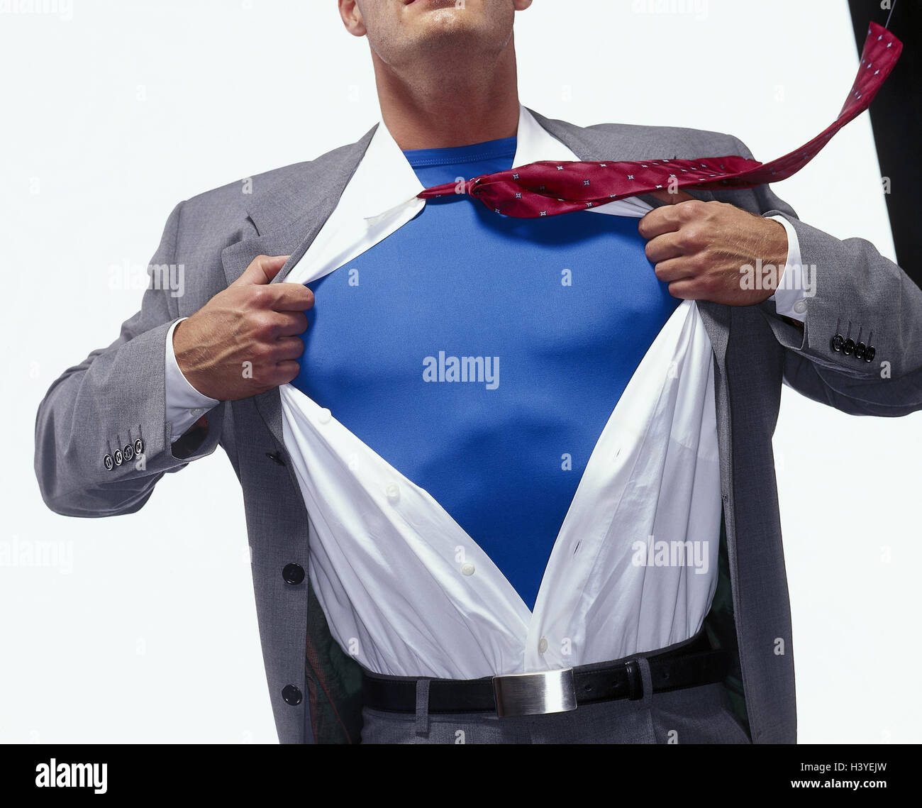 Businessman gesture shirt open