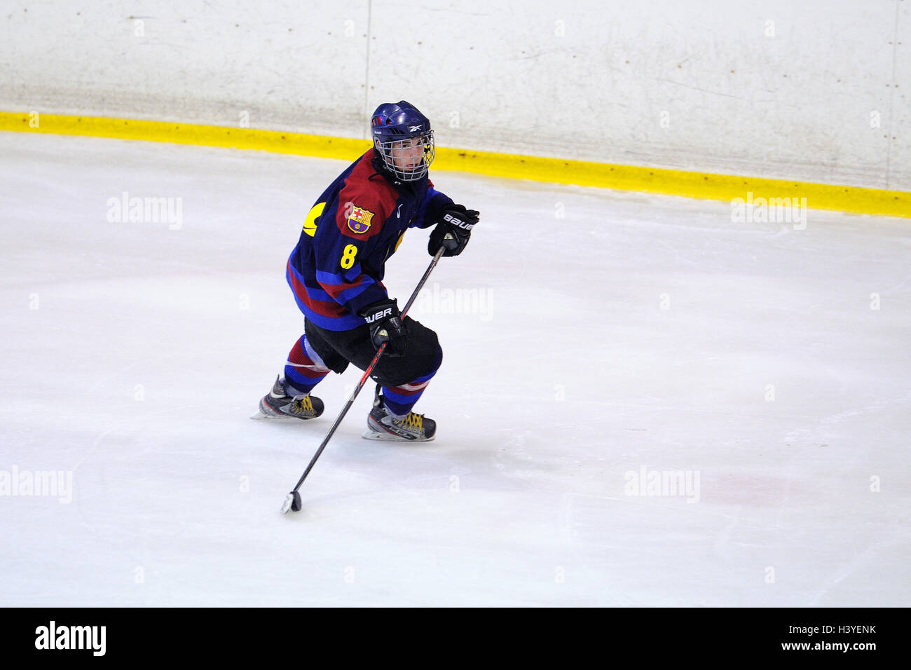 BARCELONA MAY 11 Players in action in the Ice Hockey final of the