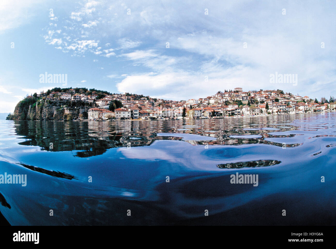 Macedonia, Ohridsee, Ohrid, town view, Southeast Europe, Balkan Peninsula, lake, town, houses, residential houses, view, summer, Stock Photo